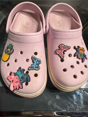 CROCS Kids Light Pink Clogs with Playful Charms